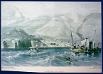 "Centro Juventude" (Jugendzentrum) -Druck von altem Gemälde "Funchal" vom Meer  aus gesehen