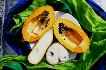 Foto: Regina F. Rau - Früchteteller "Papaya Babaco und Cherimoya"